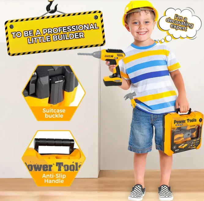 28Pcs DIY Pretend Play Tools Briefcase With Electric Drill - Image 5